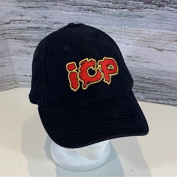 INSANE Clown Posse ICP Adjustable StrapBack Hat Black w/ Red Yellow Logo Vintage - Picture 1 of 5